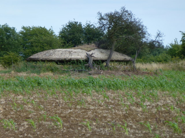 Mushroom pillbox on former airfield at King's Cliffe