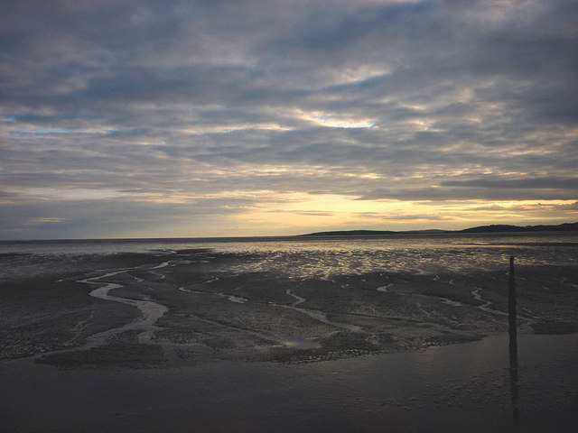 Dusk falls over Morecambe Bay