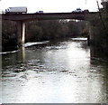 ST1381 : Vehicles on the motorway riverbridge, Morganstown, Cardiff by Jaggery