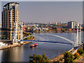 SJ8097 : Passing Under the Lowry Bridge by David Dixon