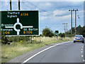 TL8567 : Northbound A134 Approaching Roundabout near to Fornham St Genevieve by David Dixon