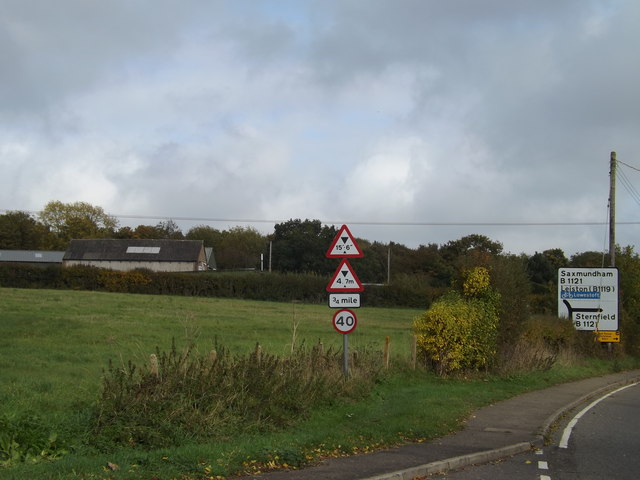 Roadsigns on the B1121 Main Road