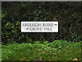 TM0431 : Roadsign on the B1029 Grove Hill by Geographer