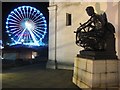 SP0686 : Sculpture on the Hall of Memory and big wheel by Philip Halling