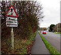 SJ8005 : Warning sign - road liable to flooding, Cosford by Jaggery