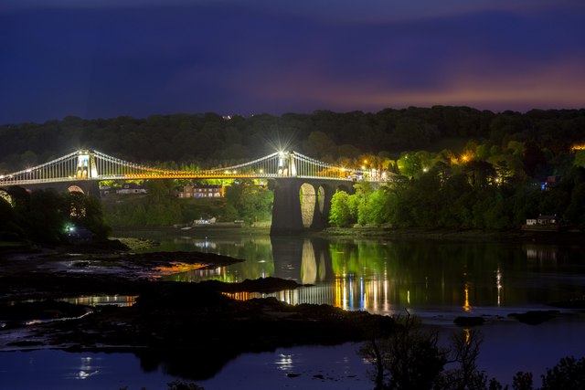 Menai suspension bridge and Ynys Welltog