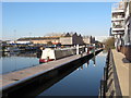 TQ1777 : Nora, narrowboat moored in Brentford Lock basin by David Hawgood