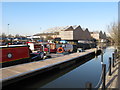 TQ1777 : The Longboat - London - narrowboat in Brentford Lock basin by David Hawgood