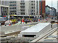 SJ8397 : Building St Peter's Square Metrolink Stop, March 2016 by David Dixon