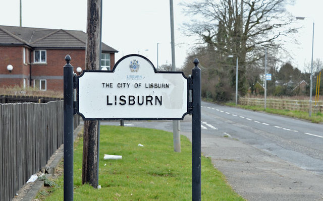 "City of Lisburn" sign, Lisburn (March 2016)