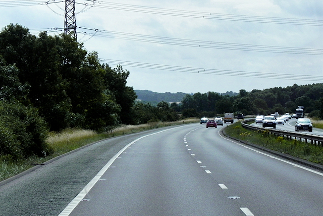 Power Lines Crossing the A1(M) near to Wadworth