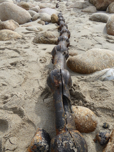 Submarine cable on Sennen beach