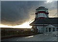 SZ6393 : No Man's Land Lighthouse and dark clouds by Rob Farrow