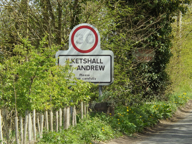 Ilketshall St Andrew Village Name sign on Top Road