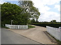 TM1552 : Footpath to Ashbocking Road & entrance to Valley Farm House by Geographer