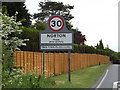 TL9567 : Norton Village Name sign on the A1088 Ixworth Road by Geographer