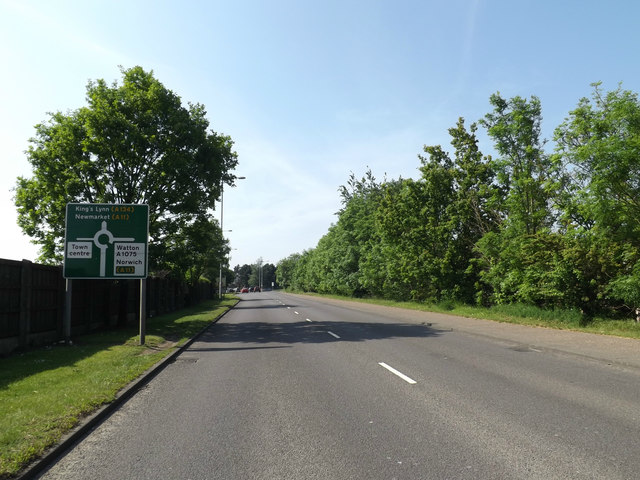 A1066 Thetford Road & Roadsign