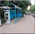 ST1780 : Ticket machine and passenger shelter on Ty Glas railway station, Cardiff by Jaggery