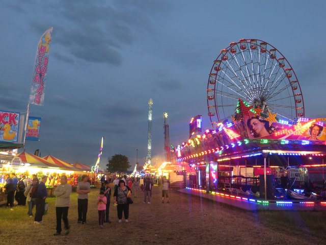 Illuminated rides, The Hoppings funfair, Newcastle upon Tyne