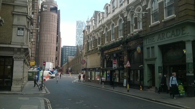 Looking up Old Broad Street towards Liverpool Street station