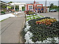 TQ1568 : Floral display at Hampton Court station by Marathon