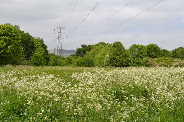 Power lines heading to or from University Hospital, Walsgrave, Coventry