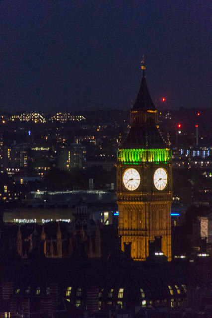 Elizabeth Tower at Night as seen from New Zealand House