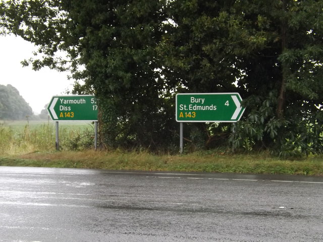 Roadsigns on the A143 Bury Road