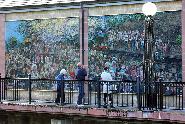 An artwork mural at Douglas Bridge, Galashiels