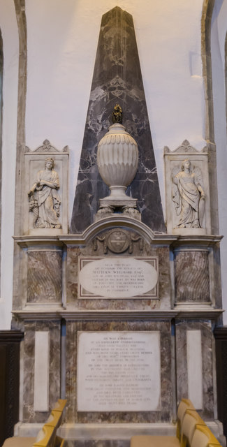 Memorial to Matthew Wyldebore, St John the Baptist church, Peterborough