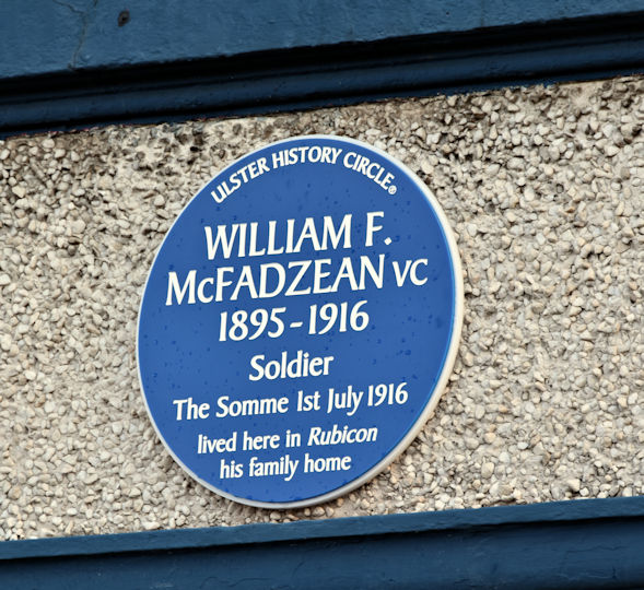 William McFadzean VC blue plaque, Belfast (January 2017)