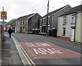 SS8690 : Warning sign - pedestrian crossing 100 yards ahead, Bridgend Road, Maesteg by Jaggery