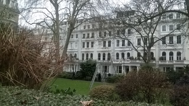 Cornwall Gardens, north side, viewed across the central green space