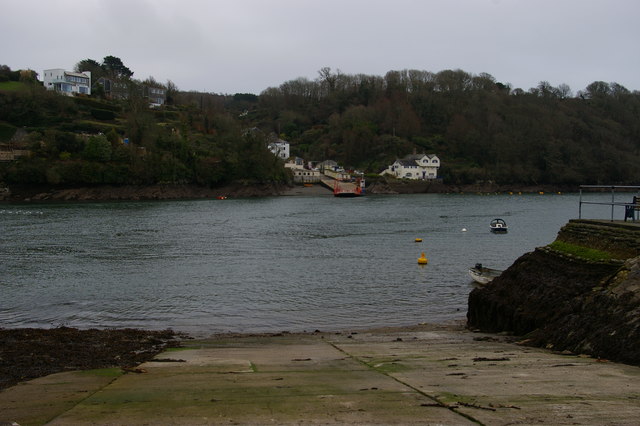 Bodinnick and the ferry, from Caffa Mill on the Fowey side