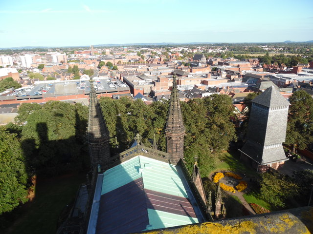 View looking East from the tower of Chester Cathedral