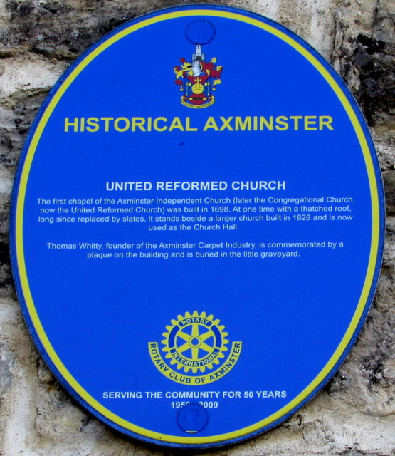 United Reformed Church blue plaque, Axminster