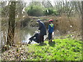 TL3369 : Granny pond-dipping at Paddy's pond by M J Richardson