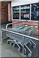 SO5174 : Trolleys, former Budgens, Upper Galdeford by Ian Capper