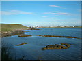 NO7356 : View toward a navigation marker by the River South Esk estuary by Adrian Diack