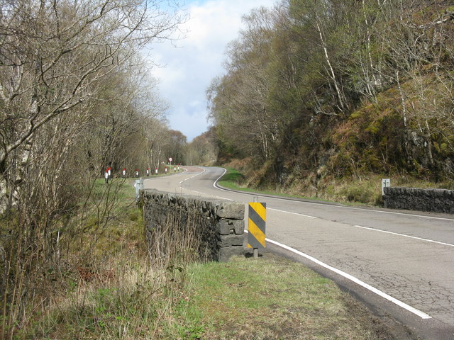 The A82 crosses a small burn