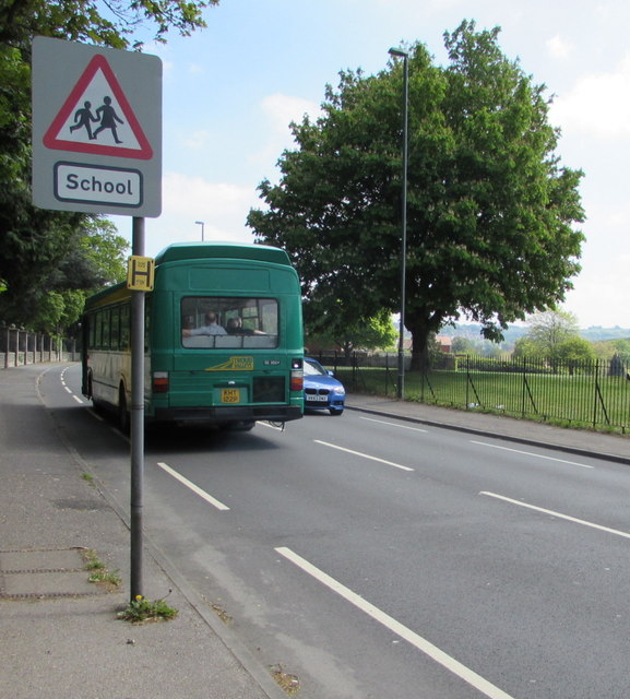 Warning sign - school, Cainscross Road, Stroud