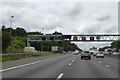 TQ0186 : Gantry over M25 and slip road at junction 16 of M25 by David Smith