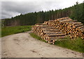 NH4661 : Timber stacks, by Gleann Sgathaich by Craig Wallace