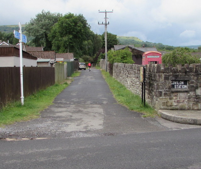 Cycle route and footpath past the former Govilon Railway Station