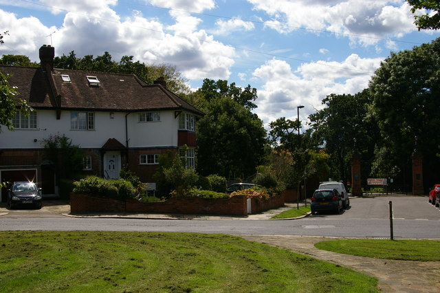 Southern side of Morton Crescent and gates to Arnos Park