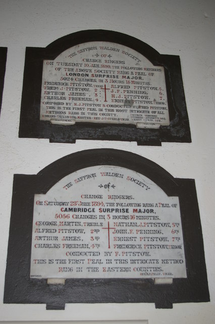 St Mary the Virgin, Saffron Walden: plaques recording bell-ringing achievements