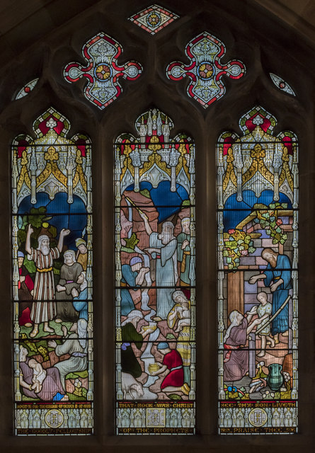 Chancel stained glass window, All Saints' church, Evesham