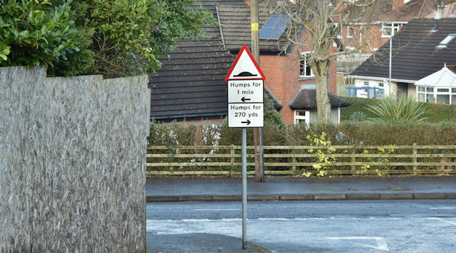 "Road humps" sign, Gilnahirk, Belfast (January 2018)