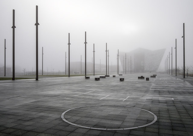 Titanic Belfast in the fog