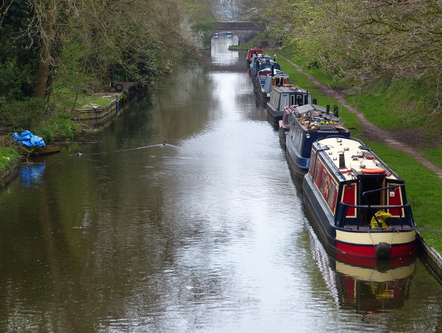 Narrowboat moored along the Shropshire Union Canal